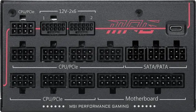 MSI MPG Ai1600TS PCIE5  Fully Modular Gaming 1600W Power Supply  80  Titanium  Dual 12V 2x6 Cables  GPU Safeguard   SiC MOSFETs  Fan Safeguard  ATX 3 1 & PCIe 5 1 Ready  12 Year Warranty