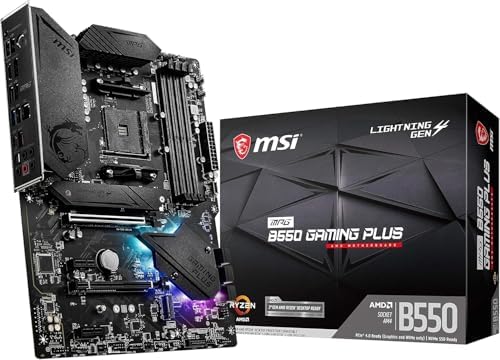 MSI MPG B550 Gaming Plus Gaming Motherboard  AMD Ryzen 5000  AM4  DDR4  PCIe 4 0  SATA 6Gb/s  M 2  USB 3 2 Gen 2  HDMI/DP  ATX 