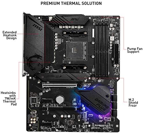 MSI MPG B550 Gaming Plus Gaming Motherboard  AMD Ryzen 5000  AM4  DDR4  PCIe 4 0  SATA 6Gb/s  M 2  USB 3 2 Gen 2  HDMI/DP  ATX 