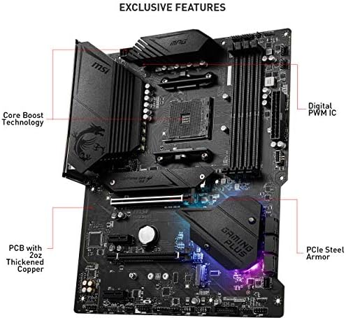 MSI MPG B550 Gaming Plus Gaming Motherboard  AMD Ryzen 5000  AM4  DDR4  PCIe 4 0  SATA 6Gb/s  M 2  USB 3 2 Gen 2  HDMI/DP  ATX 