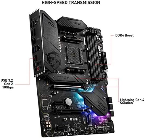MSI MPG B550 Gaming Plus Gaming Motherboard  AMD Ryzen 5000  AM4  DDR4  PCIe 4 0  SATA 6Gb/s  M 2  USB 3 2 Gen 2  HDMI/DP  ATX 