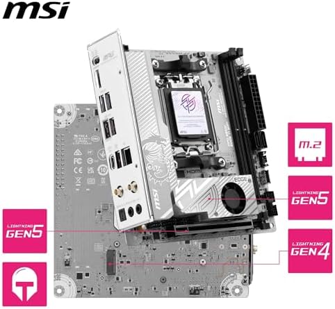 MSI MPG B850I Edge TI WiFi Motherboard  ATX   Supports AMD Ryzen 9000/8000 / 7000 Processors  AM5 90A SPS VRM  DDR5 Memory Boost  8200 MT/s OC   PCIe 5 0 x16  M 2 Gen5  Wi Fi 7  5G LAN