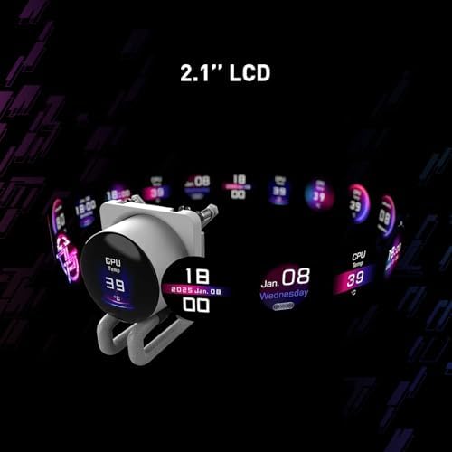 MSI MPG CORELIQUID P13 360   AIO ARGB CPU Liquid Cooler   360mm Radiator   LGA 1851 / AM5 Ready   IPS 2 1 LCD Screen   Triple 120mm ARGB PWM Fans   Uni Bracket   Black