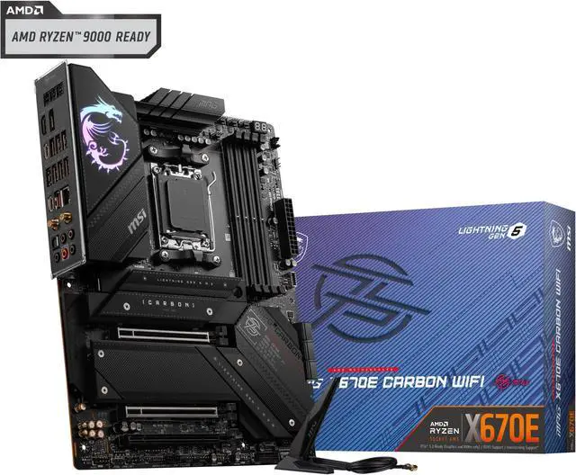 MSI MPG X670E CARBON WIFI DDR5 AM5 AMD Ryzen  7000 Series SATA 6Gb/s  ATX Motherboards  Wi Fi 6E  2 5G Network Solution