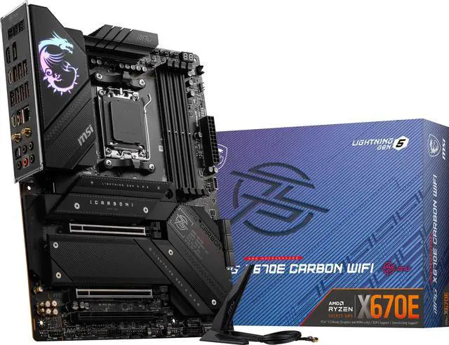 MSI MPG X670E CARBON WIFI DDR5 AM5 AMD Ryzen  7000 Series SATA 6Gb/s  ATX Motherboards  Wi Fi 6E  2 5G Network Solution