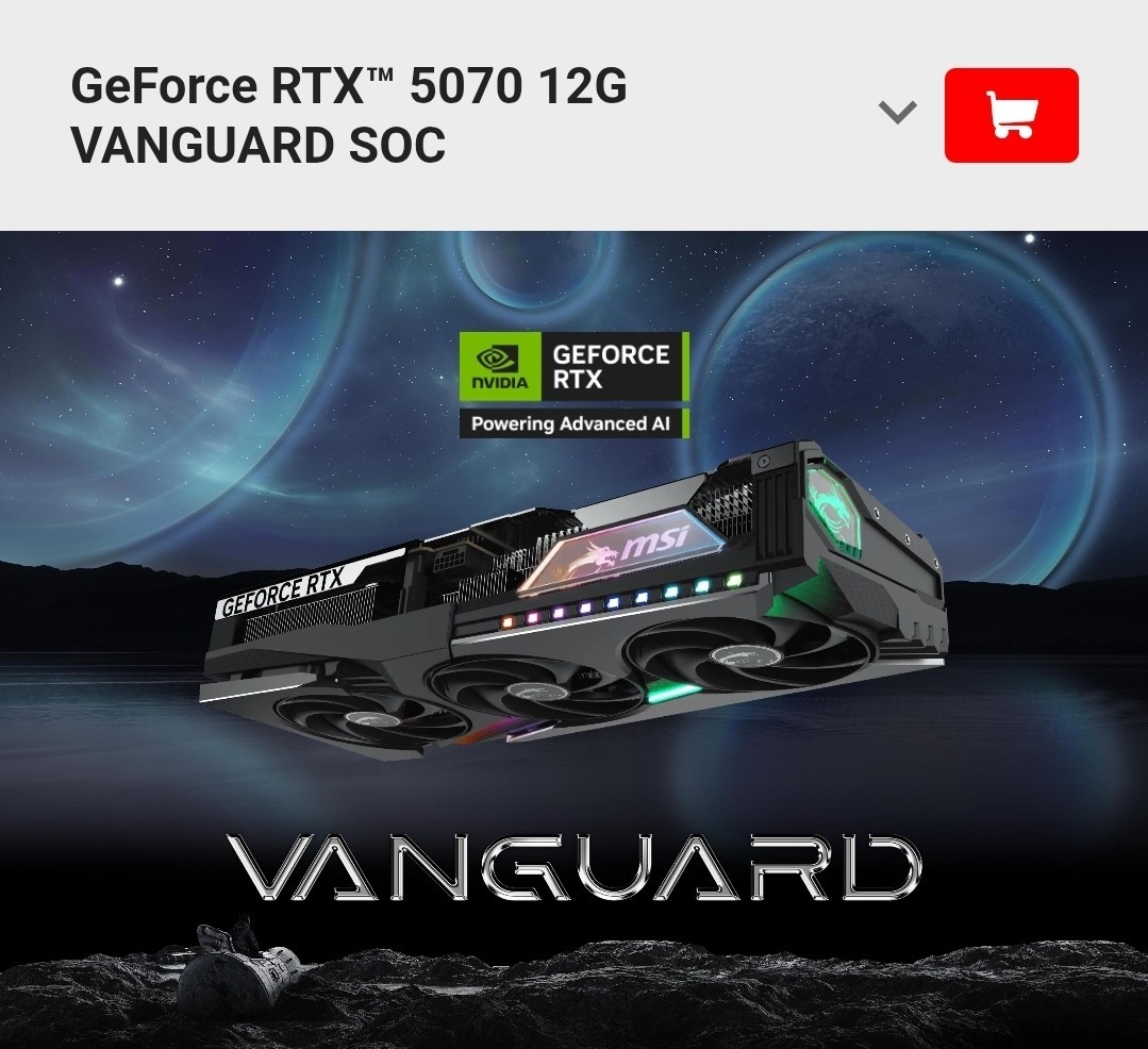 MSI NVIDIA GeForce RTX 5070 12GB VANGUARD SOC LAUNCH EDITION OC
