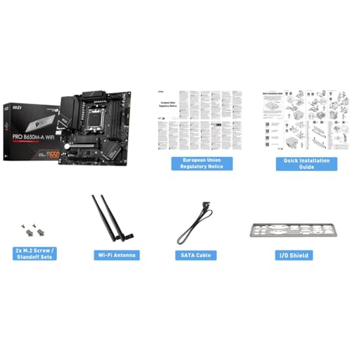 MSI PRO B650M A WiFi ProSeries Motherboard AMD Ryzen 9000/8000/7000 Series Processors AM5 DDR5 PCIe 4 0 M 2 SATA 6Gb/s USB 3 2 Gen 2 HDMI/DP Wi Fi 6E Bluetooth 5 3 2 5Gbps LAN mATX