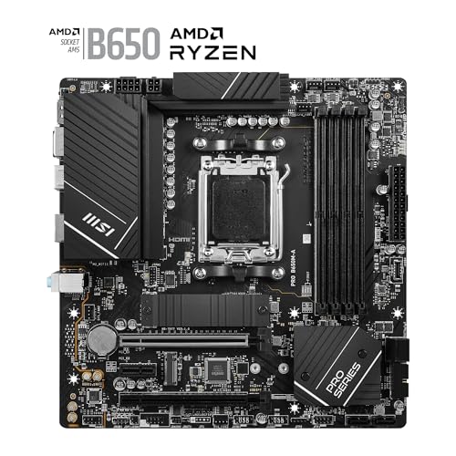 MSI PRO B650M A WiFi V1 Motherboard  Micro ATX   Supports AMD Ryzen 9000/8000 / 7000 Series Processors  AM5   DDR5 Memory Boost 6000 MHz/OC  2 x PCIe 4 0 x16  2 x M 2 Gen4  2 5G LAN
