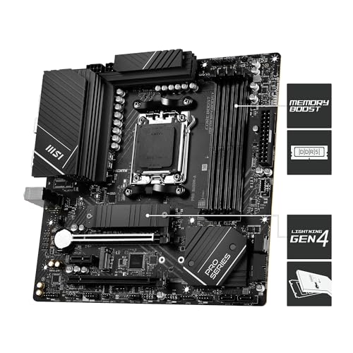 MSI PRO B650M A WiFi V1 Motherboard  Micro ATX   Supports AMD Ryzen 9000/8000 / 7000 Series Processors  AM5   DDR5 Memory Boost 6000 MHz/OC  2 x PCIe 4 0 x16  2 x M 2 Gen4  2 5G LAN