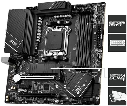 MSI PRO B650M A WiFi V1 Motherboard  Micro ATX   Supports AMD Ryzen 9000/8000 / 7000 Series Processors  AM5   DDR5 Memory Boost 6000 MHz/OC  2 x PCIe 4 0 x16  2 x M 2 Gen4  2 5G LAN