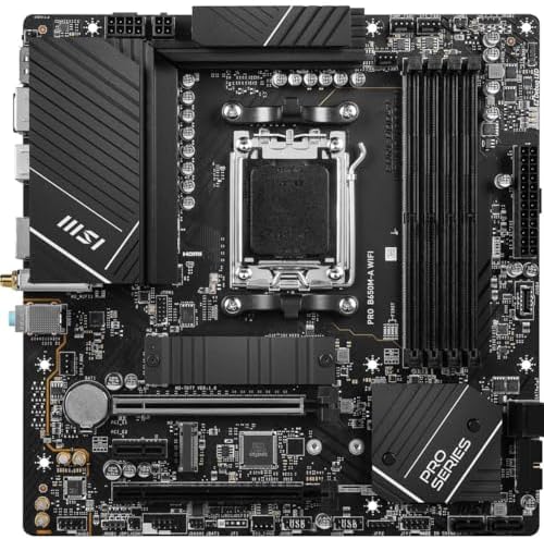 MSI PRO B650M A WiFi V1 Motherboard  Micro ATX   Supports AMD Ryzen 9000/8000 / 7000 Series Processors  AM5   DDR5 Memory Boost 6000 MHz/OC  2 x PCIe 4 0 x16  2 x M 2 Gen4  2 5G LAN