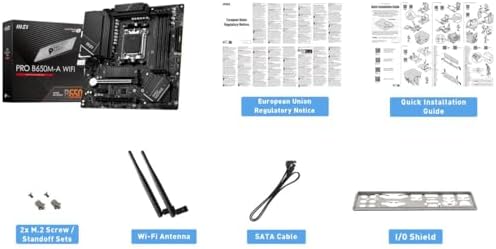 MSI PRO B650M A WiFi V1 Motherboard  Micro ATX   Supports AMD Ryzen 9000/8000 / 7000 Series Processors  AM5   DDR5 Memory Boost 6000 MHz/OC  2 x PCIe 4 0 x16  2 x M 2 Gen4  2 5G LAN