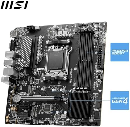 MSI PRO B650M P V1 Motherboard  Micro ATX   Supports AMD Ryzen 9000/8000 / 7000 Series Processors  AM5   DDR5 Memory Boost 6000 MHz/OC  1 x PCIe 4 0 x16  2 x M 2 Gen4  2 5G LAN