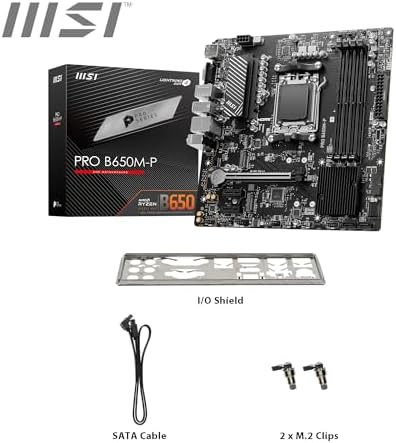 MSI PRO B650M P V1 Motherboard  Micro ATX   Supports AMD Ryzen 9000/8000 / 7000 Series Processors  AM5   DDR5 Memory Boost 6000 MHz/OC  1 x PCIe 4 0 x16  2 x M 2 Gen4  2 5G LAN
