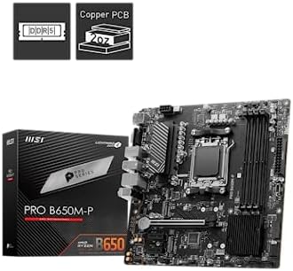 MSI PRO B650M P V1 Motherboard  Micro ATX   Supports AMD Ryzen 9000/8000 / 7000 Series Processors  AM5   DDR5 Memory Boost 6000 MHz/OC  1 x PCIe 4 0 x16  2 x M 2 Gen4  2 5G LAN