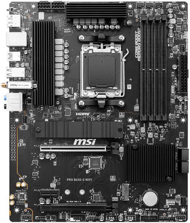MSI PRO B650 S WIFI AM5 AMD B650 Ryzen 7000 DDR5 PCI E x16 slot  Wi Fi 6E Bluetooth SATA 6Gb/s ATX Motherboard