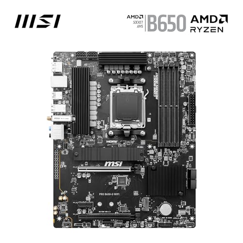 MSI PRO B650 S WiFi V1 Motherboard  ATX   Supports AMD Ryzen 9000/8000 / 7000 Series Processors  AM5   DDR5 Memory Boost 6000 MHz/OC  2 x PCIe 4 0 x16  2 x M 2 Gen4  Wi Fi 6E