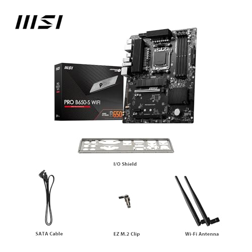 MSI PRO B650 S WiFi V1 Motherboard  ATX   Supports AMD Ryzen 9000/8000 / 7000 Series Processors  AM5   DDR5 Memory Boost 6000 MHz/OC  2 x PCIe 4 0 x16  2 x M 2 Gen4  Wi Fi 6E