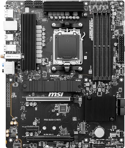 MSI PRO B650 S WiFi V1 Motherboard  ATX   Supports AMD Ryzen 9000/8000 / 7000 Series Processors  AM5   DDR5 Memory Boost 6000 MHz/OC  2 x PCIe 4 0 x16  2 x M 2 Gen4  Wi Fi 6E