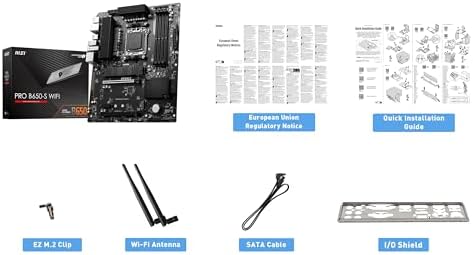MSI PRO B650 S WiFi V1 Motherboard  ATX   Supports AMD Ryzen 9000/8000 / 7000 Series Processors  AM5   DDR5 Memory Boost 6000 MHz/OC  2 x PCIe 4 0 x16  2 x M 2 Gen4  Wi Fi 6E