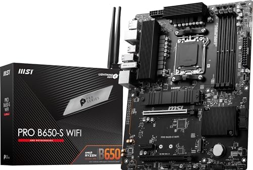 MSI PRO B650 S WiFi V1 Motherboard  ATX   Supports AMD Ryzen 9000/8000 / 7000 Series Processors  AM5   DDR5 Memory Boost 6000 MHz/OC  2 x PCIe 4 0 x16  2 x M 2 Gen4  Wi Fi 6E