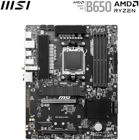 MSI PRO B650 S WiFi V1 Motherboard  ATX   Supports AMD Ryzen 9000/8000 / 7000 Series Processors  AM5   DDR5 Memory Boost 6000 MHz/OC  2 x PCIe 4 0 x16  2 x M 2 Gen4  Wi Fi 6E