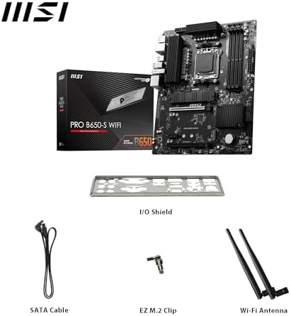 MSI PRO B650 S WiFi V1 Motherboard  ATX   Supports AMD Ryzen 9000/8000 / 7000 Series Processors  AM5   DDR5 Memory Boost 6000 MHz/OC  2 x PCIe 4 0 x16  2 x M 2 Gen4  Wi Fi 6E