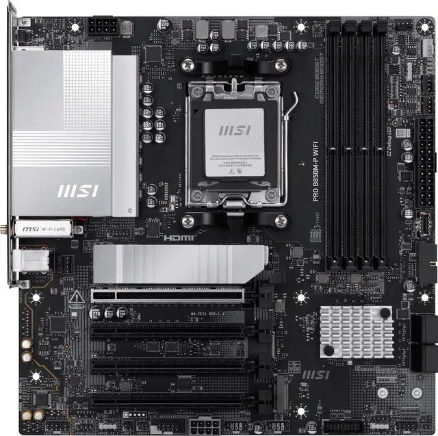 MSI PRO B850M P WIFI AM5 AMD B850 support PCIe 5 0 SATA 6Gb/s Displayport1 4 HDMI Wi Fi 7 5G LAN  Bluetooth 5 4 Micro ATX  AMD Motherboards