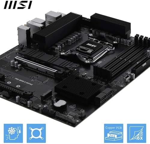 MSI PRO B850 S WIFI6E Motherboard  ATX   Supports AMD Ryzen 9000/8000 / 7000 Processors  AM5   DDR5 Memory Boost  8200  MT/s OC   PCIe 4 0 x16  M 2 Gen5  Wi Fi 6E  2 5G LAN