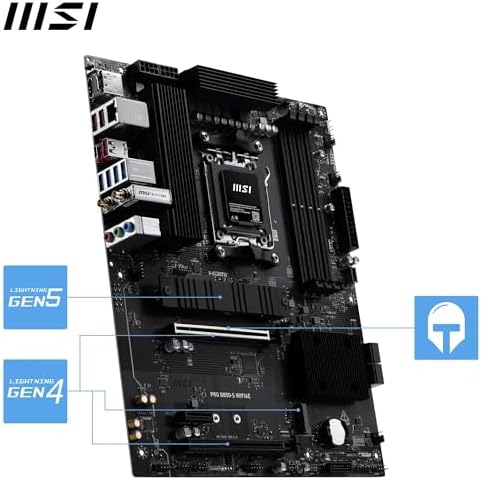 MSI PRO B850 S WIFI6E Motherboard  ATX   Supports AMD Ryzen 9000/8000 / 7000 Processors  AM5   DDR5 Memory Boost  8200  MT/s OC   PCIe 4 0 x16  M 2 Gen5  Wi Fi 6E  2 5G LAN