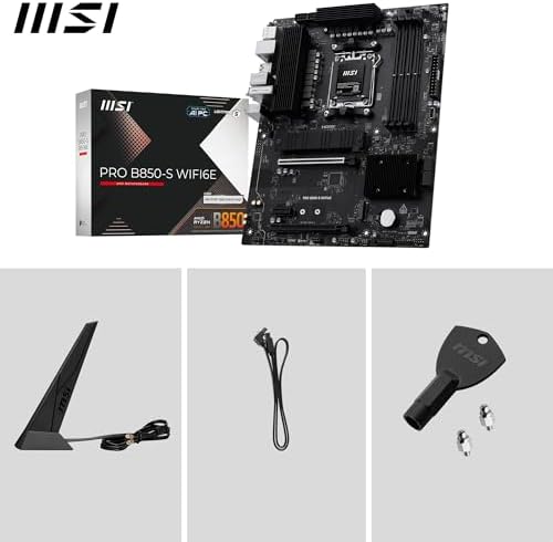 MSI PRO B850 S WIFI6E Motherboard  ATX   Supports AMD Ryzen 9000/8000 / 7000 Processors  AM5   DDR5 Memory Boost  8200  MT/s OC   PCIe 4 0 x16  M 2 Gen5  Wi Fi 6E  2 5G LAN
