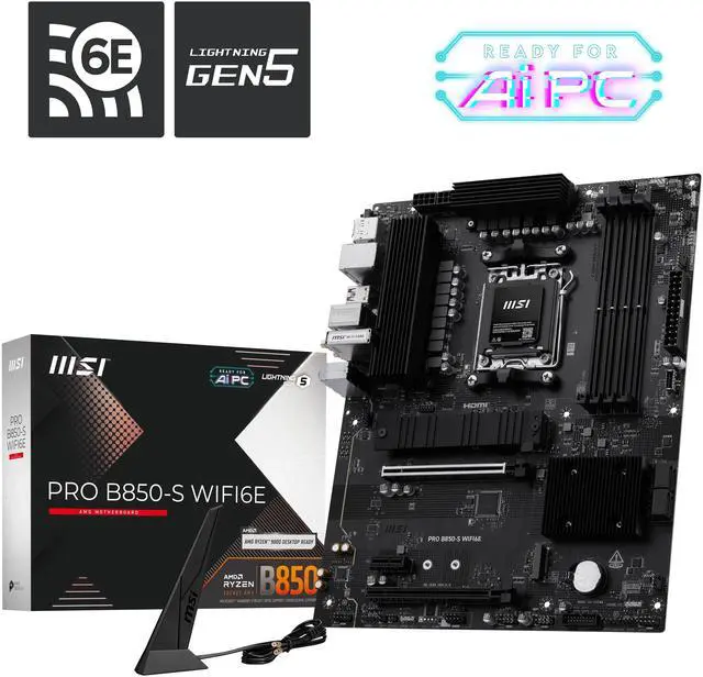 Placa base MSI PRO B850-S WIFI6E AM5 AMD B850 SATA 6Gb/s 5G Network Wi-Fi6E DDR5