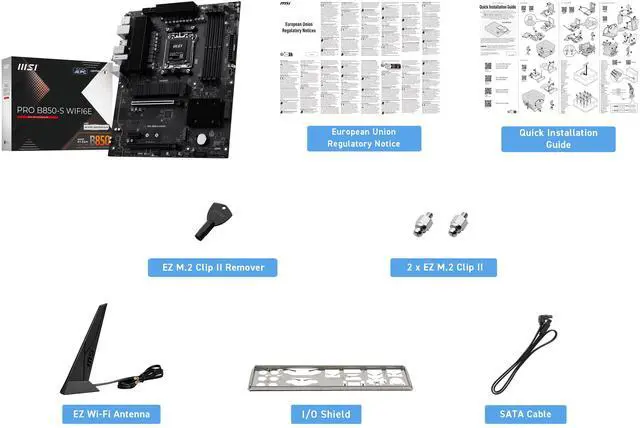 Placa base MSI PRO B850-S WIFI6E AM5 AMD B850 SATA 6Gb/s 5G Network Wi-Fi6E DDR5