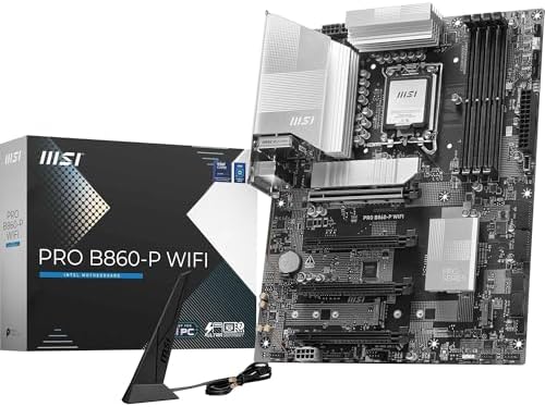 MSI PRO B860 P WiFi Motherboard  ATX   Supports Intel Core Ultra Processors  Series 2   LGA 1851 12 DRPS  DDR5 Memory Boost  8600  MT/s OC   PCIe 5 0 x16 & 4 0 x16  M 2 Gen5  Wi Fi 7  5G LAN