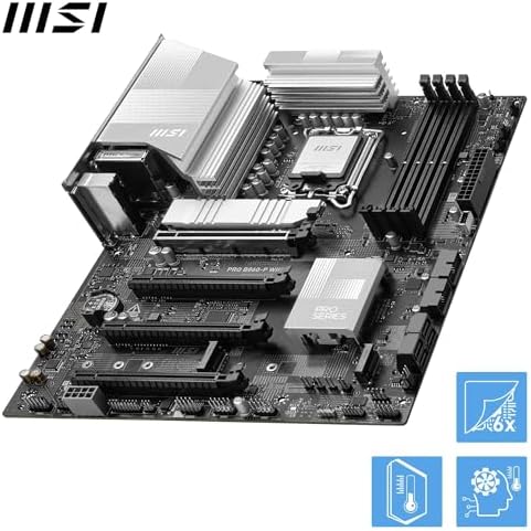MSI PRO B860 P WiFi Motherboard  ATX   Supports Intel Core Ultra Processors  Series 2   LGA 1851 12 DRPS  DDR5 Memory Boost  8600  MT/s OC   PCIe 5 0 x16 & 4 0 x16  M 2 Gen5  Wi Fi 7  5G LAN