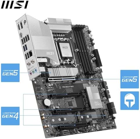 MSI PRO B860 P WiFi Motherboard  ATX   Supports Intel Core Ultra Processors  Series 2   LGA 1851 12 DRPS  DDR5 Memory Boost  8600  MT/s OC   PCIe 5 0 x16 & 4 0 x16  M 2 Gen5  Wi Fi 7  5G LAN