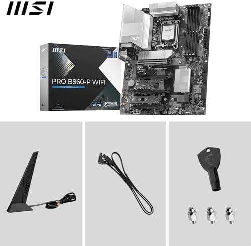 MSI PRO B860 P WiFi Motherboard  ATX   Supports Intel Core Ultra Processors  Series 2   LGA 1851 12 DRPS  DDR5 Memory Boost  8600  MT/s OC   PCIe 5 0 x16 & 4 0 x16  M 2 Gen5  Wi Fi 7  5G LAN