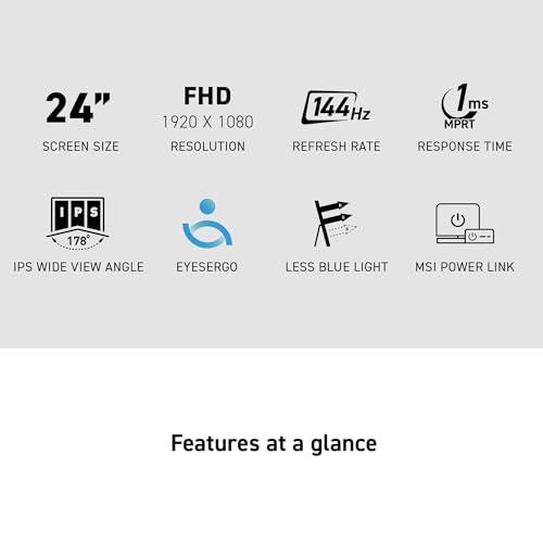 MSI PRO MP243L E14 24 inch IPS 1920 x 1080  FHD  Gaming Office Monitor  144Hz  Adaptive Synch  HDR Ready  HDMI  VGA Port VESA Mountable  Tilt  4 Side Slim Bezel 1ms  Black