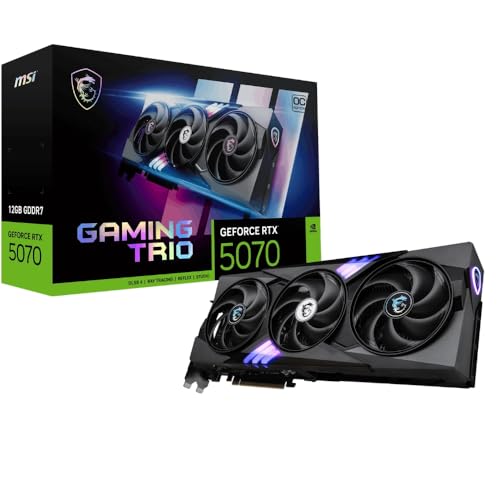 MSI RTX 5070 12G Gaming Trio OC Graphics Card  12GB GDDR7  192 bit  Extreme Performance  2625 MHz  DisplayPort x3 2 1a  HDMI 2 1b  NVIDIA Blackwell Architecture