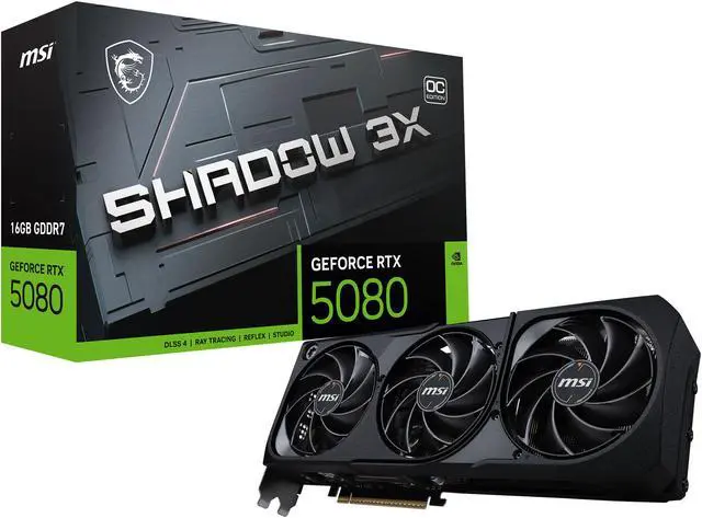 Tarjeta gráfica MSI SHADOW GeForce RTX 5080 16 GB GDDR7 PCI Express 5.0 RTX 5080 16G SHADOW 3X OC