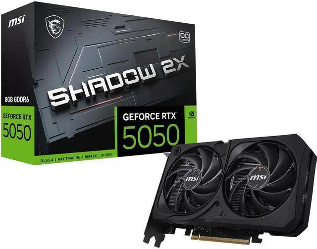 MSI SHADOW GeForce RTX 5050 8GB GDDR6 PCI Express 5 0 Graphics Card RTX 5050 8G SHADOW 2X OC