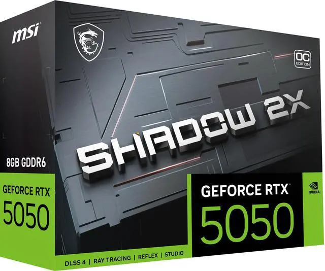MSI SHADOW GeForce RTX 5050 8GB GDDR6 PCI Express 5 0 Graphics Card RTX 5050 8G SHADOW 2X OC