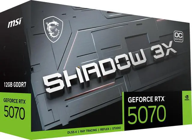 MSI SHADOW GeForce RTX 5070 12GB GDDR7 PCI Express 5 0 ATX Graphics Card RTX 5070 12G SHADOW 3X OC