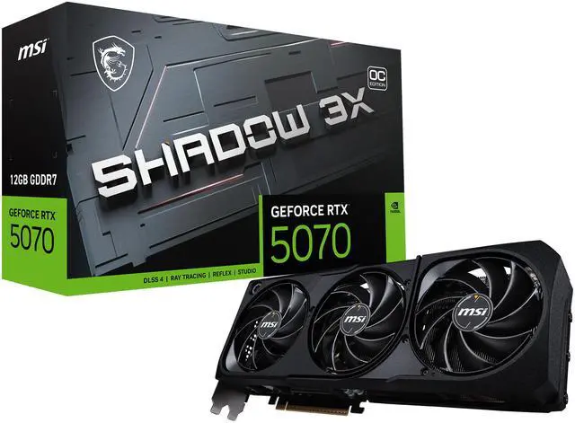 MSI SHADOW GeForce RTX 5070 12GB GDDR7 PCI Express 5 0 ATX Graphics Card RTX 5070 12G SHADOW 3X OC