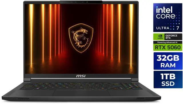 MSI Stealth 16 AI   16"   GeForce RTX 5060 Laptop GPU   Intel Core Ultra7 255H   32GB DDR5   1TB NVMe SSD   240 Hz OLED Display    Win 11 Home  Stealth 16 AI A2HWFG 041US