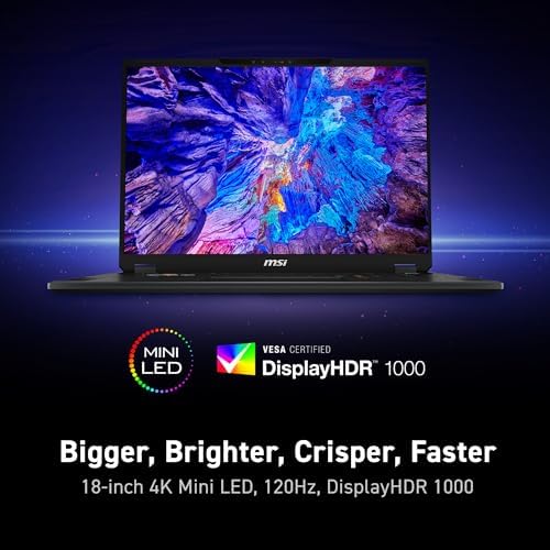 MSI Stealth 18 HX AI 18  120Hz UHD  Gaming Laptop  Intel Ultra 9 275HX  NVIDIA Geforce RTX 5080  64GB DDR5  2TB NVMe SSD  Wi Fi 7  Win 11 Pro  Black A2XWIG 036US