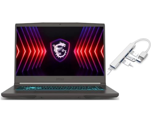 MSI Thin 15 6 inch FHD 144Hz Gaming Laptop  AMD Ryzen 5 7535HS  NVIDIA GeForce RTX 4060 Webcam  Backlit Gray  16GB RAM   512GB SSD  Windows 11 Home  Bundle with USB 3 0 Hub
