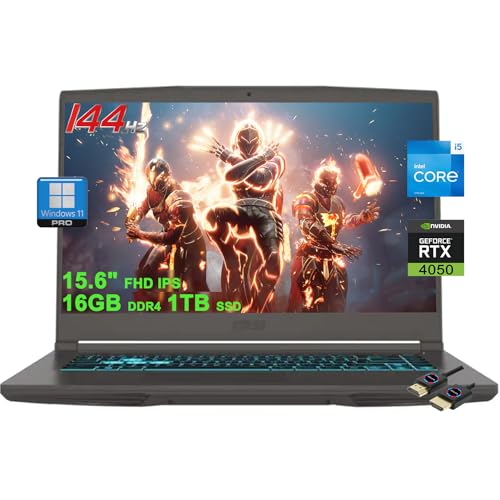 MSI Portátil para juegos Thin 15 | FHD IPS de 15.6 pulgadas de 144 Hz | Intel i5-13420H de 8 núcleos (>i7-11800H) | SSD DDR4 de 1 TB de 16 GB | GeForce RTX 4050 | USB-C Win11Pro retroiluminado con