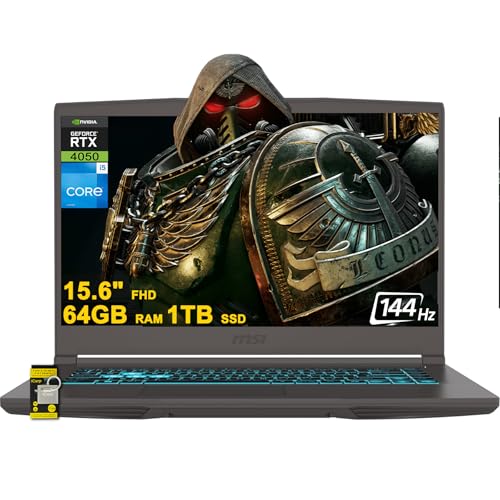 MSI Thin 15 Gaming Laptop 15 6 FHD IPS 144Hz Intel 8 core i5 13420H  >i7 11800H  64GB RAM 1TB SSD GeForce RTX 4050 USB C Backlit Win11 w/ICP Hub