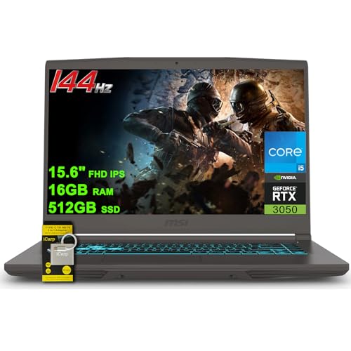 MSI Thin 15 Gaming Laptop 15 6 FHD IPS 144Hz Intel 8 core i5 13420H  Beats i7 11800H  16GB RAM 512GB SSD NVIDIA GeForce RTX 3050 Backlit USB C Win11 w/ICP Hub
